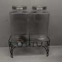FillTouch 2 Pack 2 Gallon Glass Drink Dispenser Glass Beverage Dispenser with Stand Spigot and Filter Leakproof Water Jar Clear Iced Drink Jug for Parties Juice Lemonade Picnics Fridge
