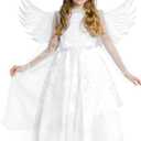 Spooktacular Creations Halloween Angel Costume Girls, Kids Princess Dress Toddlers Tulle Angel Set with Accessories (Medium(8-10 yrs), White)