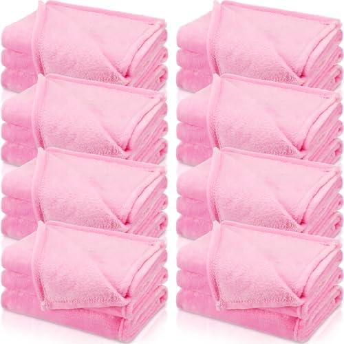 SmoothNovelty 5 Pcs Fleece Sleepover Blankets for Girls Soft Fuzzy Wedding Guest Throw Blanket Bulk Warm Flannel for Spa Slumber Movie Night Wedding(Pink)