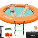 Inflatable Dock Floating Platform, 8FT Inflatable Water Hammock Floating Deck 10FT Round Floating Ring for Adults Tanning Pool Lounger Platform Mat for Beach Lake Party Dock Boat