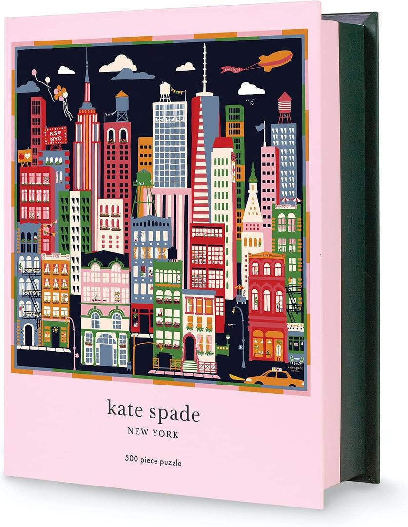 Kate Spade New York 500 Piece Puzzle for Adults, 22" x 22" Square, With Storage Box, City That Never Sleeps