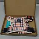 PoyPet Plaid Dog Harness, No Pull Front Clip Pet Vest Harness, Soft Padded Reflective Adjustable Walking Harness with Handle for Large Dogs(Checkered Beige,Large)