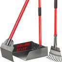 Pawler Pooper Scooper for Large Dogs, Small Dogs and Horses, Metal Poop Scooper Set with Long Handle Rake, Spade and Tray for Yard, Grass, Dirt or Gravel, Heavy Duty Aluminum Poop Picker Upper