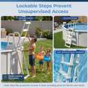 Blue Wave A-Frame Above Ground Pool Ladder with Flip-Up Safety Steps, Heavy Duty Pool Ladder for 48-54 Inch Pools, Non-Skid Pool Steps with Anti-Entrapment Barrier and Locking Design, 250 lb Capacity