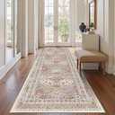 3x12 Runner Rug for Hallway, Non-Slip Long Bathroom Rugs Runner for Kitchen, Living Room, Bedroom, Soft Vintage Washable Rug for Entryway, Thin Floor Mat for Dining Room(Orange,3'x12')
