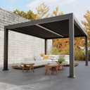 Garveelife All-Aluminum Louvered Pergola 12 ft x 16 ft, Outdoor Pergola with Adjustable Louvered Roof, Reinforced Aluminum Frame, Integrated Drainage System, Hardtop Gazebo for Patio, Deck, Gray