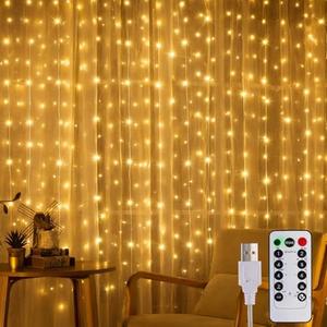 Tuanse 195 LED Curtain Tapestry Lights Backdrop String Lights, 6.5 x 5 Feet Hanging Fairy Curtain Light with 8 Lighting Modes and Remote for Bedroom Window Wall Indoor Outdoor Graduation Decor 1 Pack