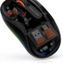 FMOUSE Novel Transparent Wireless Mouse, Tri-Mode (Dual Bluetooth+2.4GHz), USB-C Receiver Ideal for MacBook/Laptops/PC, Rechargeable, Portable, Silent, Clear Mice for Business Trips & Office - Black