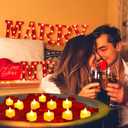 Hortsun Marry Me Light up Letters Proposal Decorations Will You Marry Me Sign Rose Petals 24 LED Candles Romantic Night Light for Proposal Engagement Wedding Anniversary Valentine's Day(Red, Yellow)