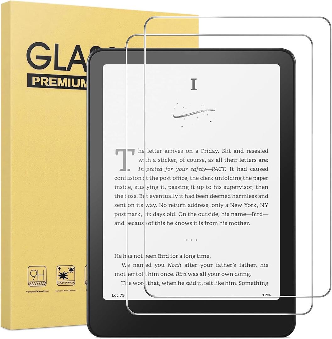 [ 2 Pack] Tempered Glass Screen Protector for New Kindle Paperwhite and Colorsoft Signature Edition 7.0 inch 2024 Release (Clear, 7 Inch Paperwhite 2024)