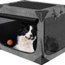 Dog Crate, Collapsible Soft Travel Crate for Large Dogs, Indoor & Outdoor Portable Pet Kennel with Chew-Proof Mesh Window (Dark Gray, 36" L x 25" W x 25" H)