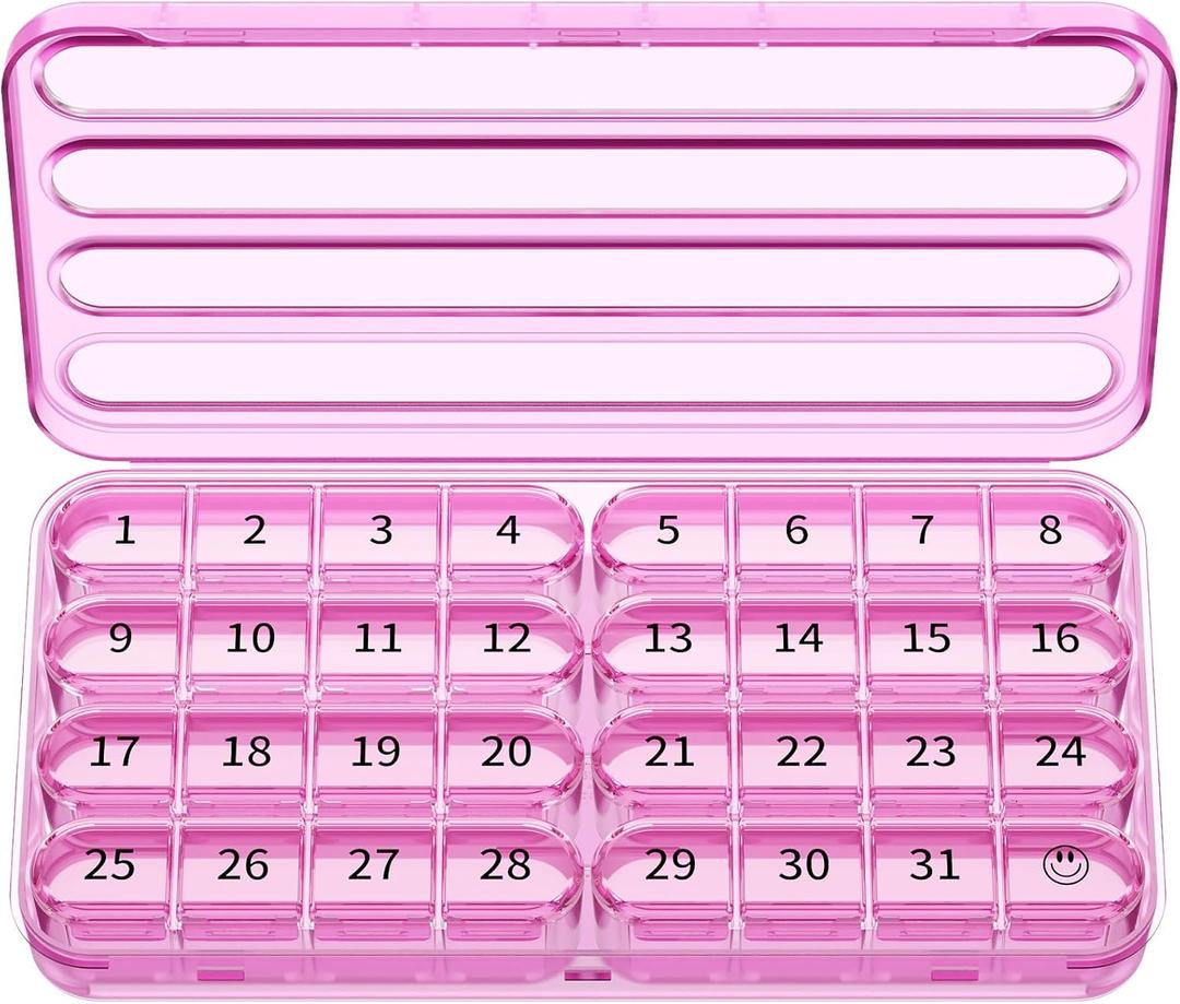 Zoksi Monthly Pill Organizer 1 Times a Day, 30 Day Pill Box Organizer,One Month Pill Case for Travel, 31 Day Daily Medcine Container for Vitamins, Supplement & Medication(Purple)