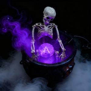 Halloween Decorations Indoor with Witches Cauldron and Diffuser, Witches Cauldron Large Outside, Black Plastic Cauldron Large for Home Table Mantel Kitchen Room