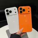 Caseative Solid Color with Crystal Camera Lens Protection Compatible with iPhone Case (Orange,iPhone 15 Pro Max)