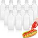 12 Pack Condiment Squeeze Bottles, 16 Oz Ketchup Mustard Bottles with Caps Scale, BPA-free Leak-proof Squirt Bottles for Sauces, Oil, Salad Dressings, Honey