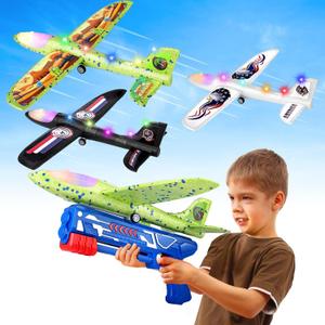 3 Pack Airplane Launcher Toys, 12.6" Foam 2 Flight Mode Led Plane Catapult Boy Toys, Easter Gifts for Kids, Outdoor Flying Toys for Kids Gifts for 4 5 6 7 8 9 10 12 Year Old Boys Girls