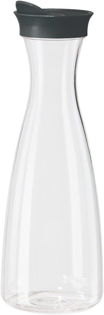 OGGI Clear Carafe w/Flip Open Lid - Ideal Juice Bottle, Clear Pitcher with Lid, Tea Pitcher, Water Carafe, 1.6 Lt(54Oz), Black