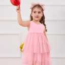 Haloumoning Toddler Baby Girls Tutu Dress Kids Sleeveless Ruffle Tiered Tulle Dresses Summer Sundress 9M-8Y (Pink)