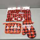 8Pcs Christmas Kitchen Oven Mitt Dish Towels Potholders Set Xmas Farmhouse Red Buffalo Plaid Oven Glove Pot Holder Set Christmas Winter for Cooking Baking Gifting BBQ Kitchen Accessories