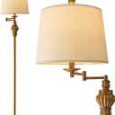 61" Vintage Floor Lamp with 350 Adjustable Swing Arm, Gold Standing Lamp for Bedroom Living Room Nightstand Bedside Retro Farmhouse Mid Century Lamp Light Home Dcor Office Gifts