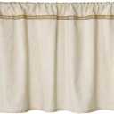 Cotton Linen Valance for Windows with Burlap Lace Trim Rustic Farmhouse 16 inch Kitchen Valance Rod Pocket Neutral Short Curtain Topper Window Treatment