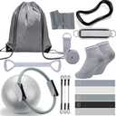 Pilates Ring Circle Set 18 Pcs Exercise Equipment Accessories for Women Workouts Pilates Ball Stretching Strap Magic Circle Yoga Ring Gym Back Bag Resistance Band Anti Slip Socks (Grey)