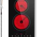 Electric Cooktop 3000W, 2 Burner Electric Cooktop Built-in, 220V Hard Wire Cook Top Stove Burners for Cooking, 12 Inch Stove Top with Touch Control, Timer, Child Lock, Over Heat Protection (No Plug)