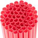 Jumbo 10mm Wide Individually Wrapped Red Heart Shape Disposable Straws, Cute Plastic Drinking Straws for Valentines & Galentines Day Wedding Smoothie, Milkshake(100 Pcs)