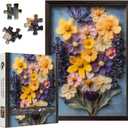 Vintage Wildflower Puzzles for Adults 1000 Pieces, PICKFORU Colorful Flower Bouquet Jigsaw Puzzles Dried Flowers, Unique Impossible Nature Floral Theme for Plant Lover