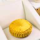 HLOVME Round Velvet Pillow for Couch Small Handmade Decorative Throw Pillow for Bed Bedroom 13.7 Yellow