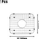 2pcs Sink Protectors Stainless Steel Sink Bottom Grid for Kitchen 14 x 12 inch, Heavy Duty Kitchen Grid Sinks Bottom Protector Center Drain Hole(2 Pack, 14"×12")