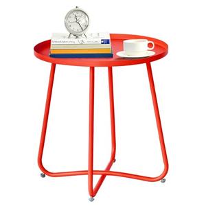 Leesingdo Red Outdoor Side Tables, Patio Small Side Table, End Table for Garden Balcony Yard