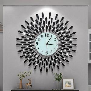 Large Wall Clock Non-Ticking Silent Modern Metal Big Clocks Decorative Wall Clocks for Living Room Dining Room Bedroom Decor, Dia 28 Inch Black, 28.0*28.0 Inch