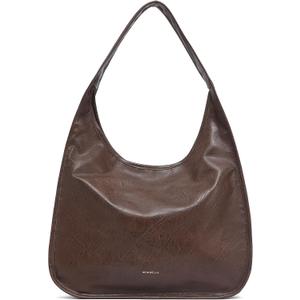 NEWBELLA Hobo Purse, PU Leather Shoulder Bag, Tote Handbag for Work and Travel (Coffee)