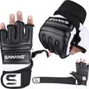 SAWANS Punch Bag Boxing Gloves Karate Mitts MMA Body Combat Taekwondo Training Martial Art Fighting Grappling Muay Thai (Black)