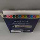 WRITECH Brush Tip Marker Pens: Artist Markers Flexible Tip Water Based 12ct Assorted Colors for Journaling Adult Coloring Hand Lettering Calligraphy Drawing Vibrant Colored