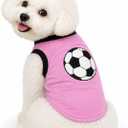 Petitebella Soccer Dog Shirt - Sporty Puppy T-Shirt with Soccer Ball, Breathable Soft Cotton Pet Clothes for Small Dogs Cats, Lightweight Summer Vest Apparel for Game Day Training (Pink, Small)