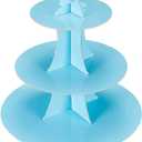 YLDW Cupcake Stand 2Pcs, 3-Tier Cupcake Stand Display, Cardboard Cup Cake Tower Stand, Disposable Dessert Stand for Birthday Tea Party Baby Shower Treat Decorations, Baby Blue