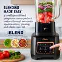 Oster Extreme Mix Blender, 64oz Glass Jar, 3 iBlend Preset Functions, 1600-Watts, 10-Point Blade Stack with Titanium Coating & 24oz Blend-N-Go Cup