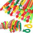 48 Pcs Christmas Stretchy Strings Fidget Toys, Colorful Stretchy Fidgets Sensory Toys, Stress Relief Stretch Sensory Bracelet String with Xmas Tree Santa Claus Snowman Elk for Party Favors (Mixed)