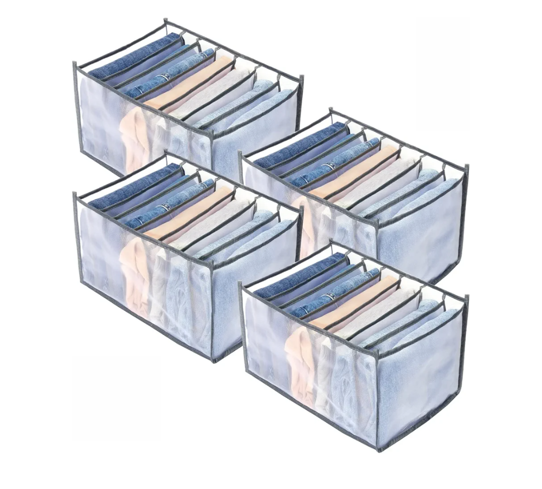 Wardrobe Clothes Organizer, Drawer Organizer for Clothing, Closet Organizers and Storage, Drawer Dividers for Clothes, Mesh Separation Box for Thin Jeans, Trousers, T-shirts, Skirts