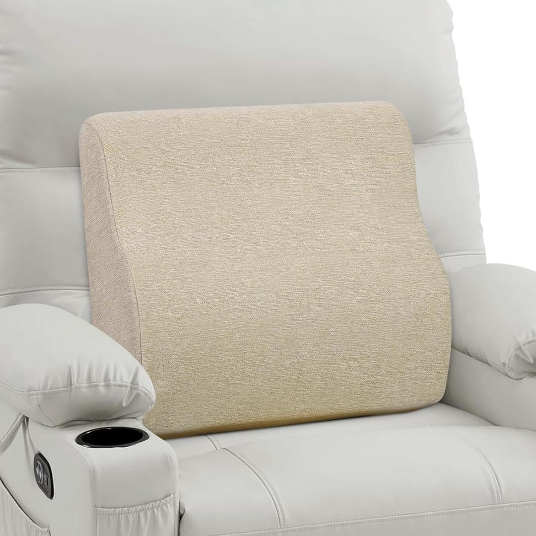 Tanyoo Back Support Pillow for Recliner Dual Layer Lumbar Support Pillow with Gel Memory Foam Ergonomic Orthopedic Lumbar Cushions for Elderly Lower Back Pain Relief Washable Cover Khaki