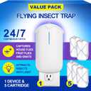 Flying Insect Trap & 5 Cartridges - Attracts and Traps Flying Insects Fruit Flies Mosquitoes - Compatible with ZEVOM364A Refill (1 Plug-in Base + 5 Cartridges)