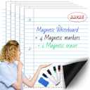 Fulmoon 6 Pieces Jumbo Classroom Whiteboard Accessories Giant Magnetic Notebook Paper 22 x 28 with 4 Pieces Magnetic Dry Erase Markers Bone Shaped Dry Eraser for Students School, Office and Home