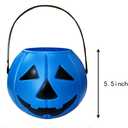 Blue Pumpkin Bucket 7.0" Halloween Plastic Trick or Treat Bucket Candy Bowl for Halloween Party Favors Supplies Props