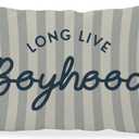 Long Live Boyhood Boys Room Throw Pillow Cover 12x20, Playroom Kids Throw Pillows, Blue Decor Pillowcase for Classroom Playroom Nursery Kids Room Toddler Room