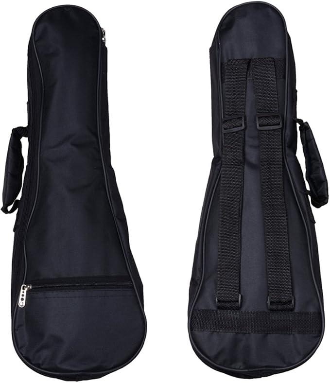 HOT SEAL Waterproof Durable Colorful Ukulele Cotton Case Bag with Storage (21in, black)