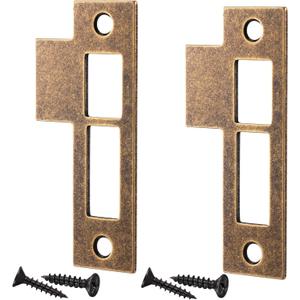 2pcs Antique Brass Door Strike Plate Latch with Screws Solid Brass Replacement Latch Striker Keeper for Mortise, Vintage, Striker, Keeper (3.25inch)
