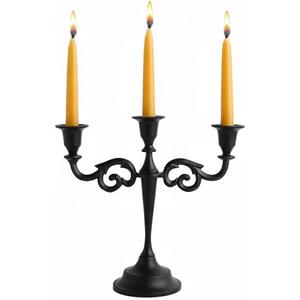 Rely+ 3 Arm Candelabra - 10 Inch Tall Matte Black Tapered Candle Holder - Elegant Candle Stands and Candlesticks Holders for Home Decor - Fits 3/4-Inch-Thick Candles