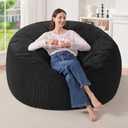 HABUTWAY 4FT Bean Bag Chair,Giant Bean Bag Chairs for Adults,Big Bean Bags with Memory Foam Filled, Large Beanbag Chairs with Soft Corduroy Cover-Black (4FT-44"x44"x24")